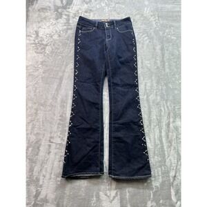 Paige Womens Sz 27 Blue Jeans Hidden Hills Bootcut Jeweled Western Cowgirl Boho